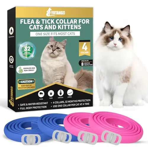 YOTANGO natural flea and tick collar set for cats with 32-month protection in blue and pink
