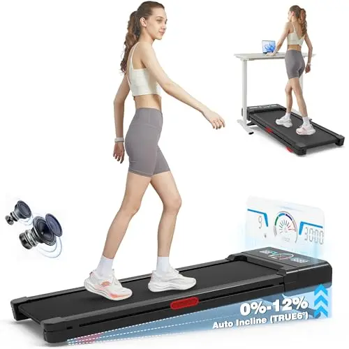 TRAILVIBER under desk treadmill with auto incline and LED display