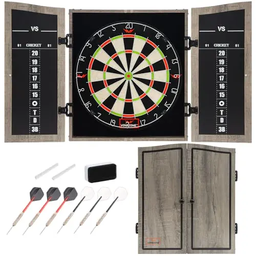 VONEZONE dartboard cabinet set with scoreboard and easy installation