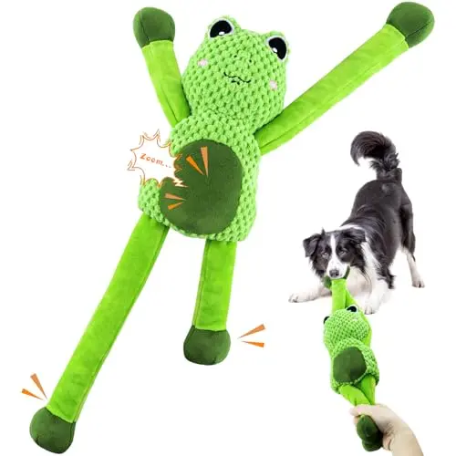 Jeefome frog plush dog toy with stretchable limbs