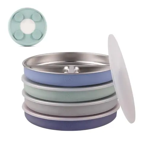 Elk and Friends stainless steel divided plates with silicone sleeves and storage lids