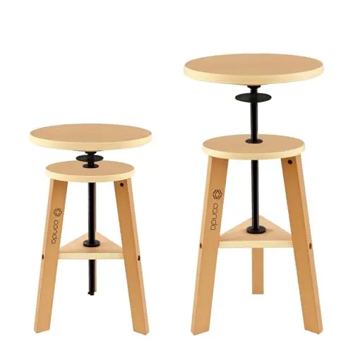 conda adjustable wooden drafting stool with beech wood finish