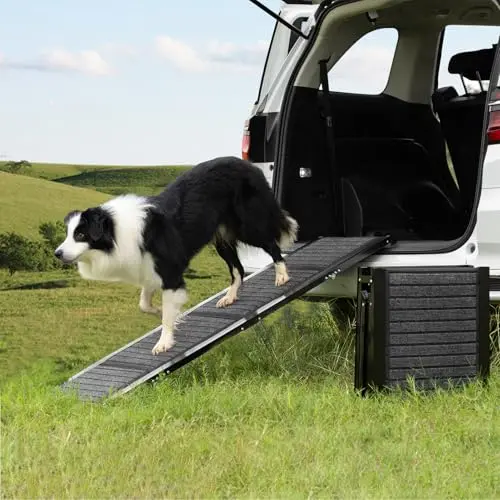 EOODMUCK extra wide dog ramp for SUV with folding portability