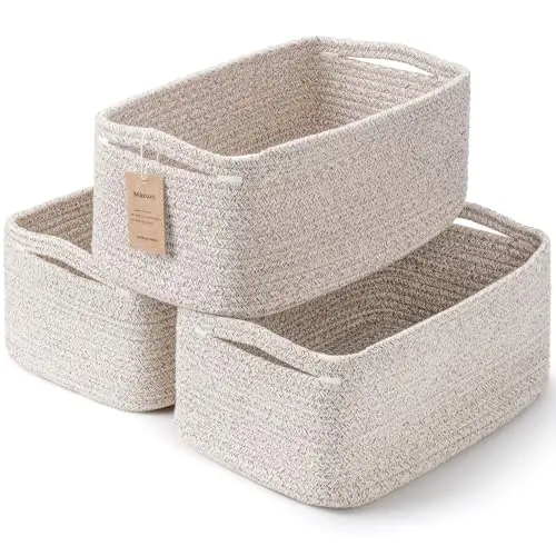 Maxuni set of three small woven cotton storage baskets