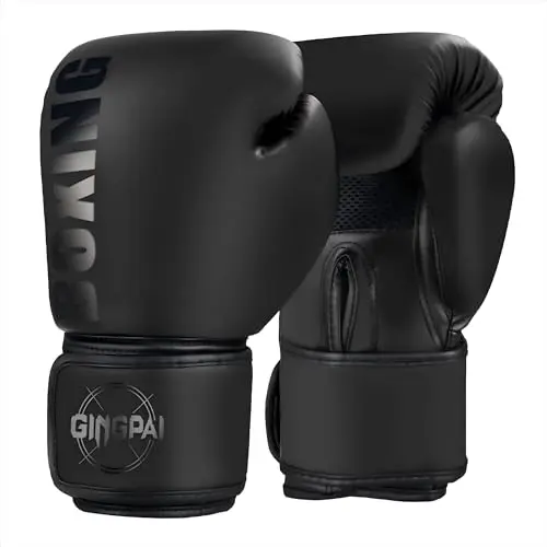 GINGPAI BOXING gloves in black and gold