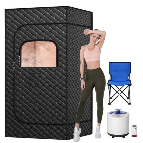 Tehanld portable steam sauna tent with remote control and folding chair
