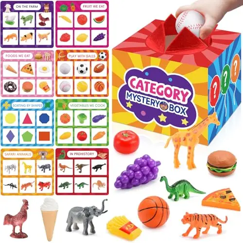 Toyze Montessori sensory toys with mystery box and sorting cards