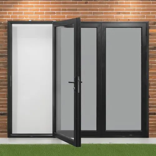 Generic 3-panel aluminum folding patio door in black