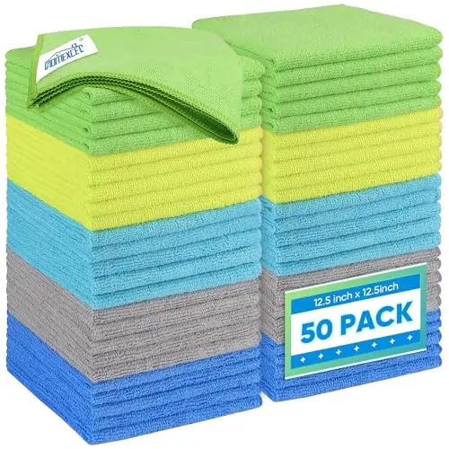 HOMEXCEL multicolor microfiber cleaning cloths fifty-pack