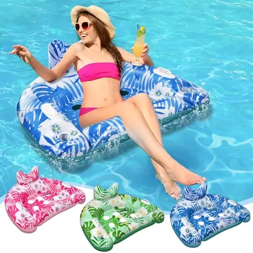 Ornnut 3-pack inflatable pool floats with cup holders