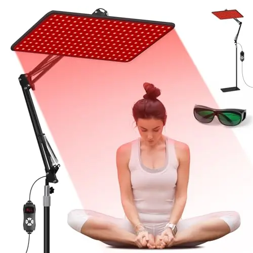 Morfone red light therapy lamp with tri-wavelength LEDs and adjustable stand