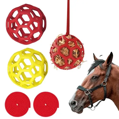 FFOTD red and yellow hanging feeder ball for goats