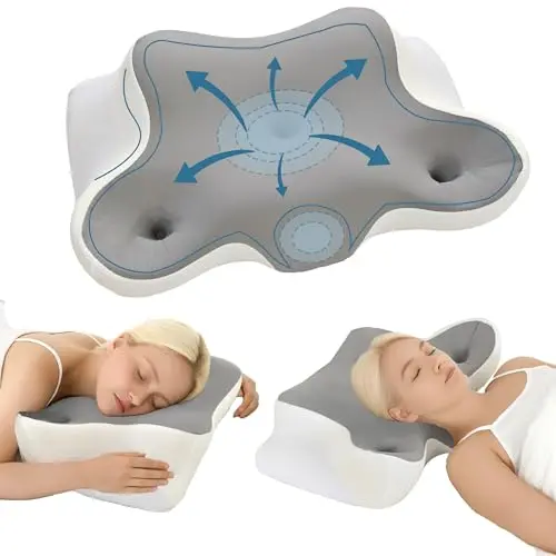 JIUZHEN cervical neck pillow with grey cover