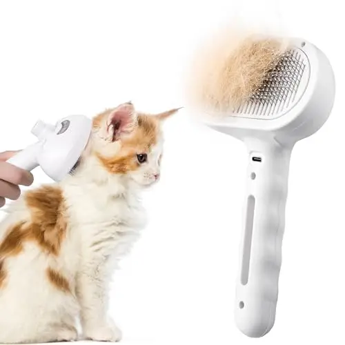 Steam slicker brush for pet grooming