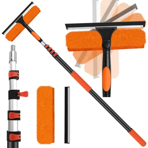 ACTREY window cleaning kit with extra blades, pads, and telescoping pole
