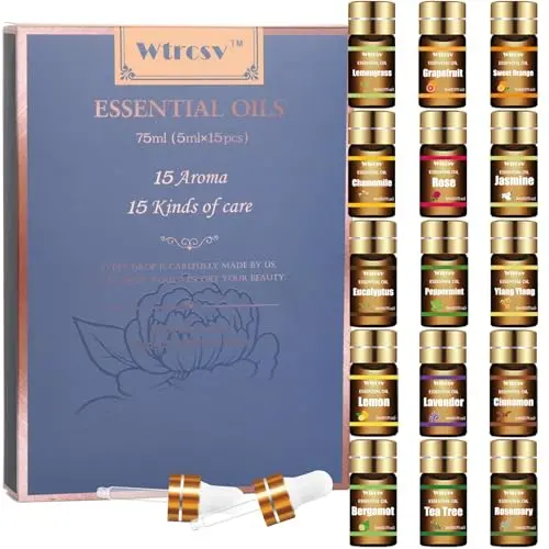 Wtrcsv essential oils set with fifteen different scents in small bottles