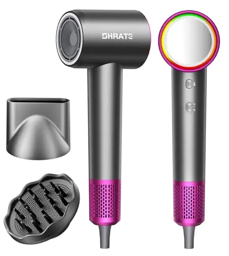 SHRATE professional hair dryer with magnetic diffuser attachment in grey