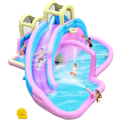 Easyair large inflatable water slide for older kids with double slides
