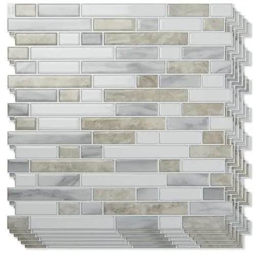 Art3d heavy-duty beige and white marble peel and stick tile