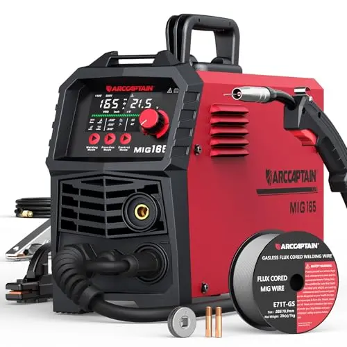 ARCCAPTAIN MIG165 welding machine with large LED display and shoulder strap