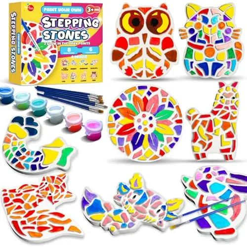 EggSun stepping stones painting kit with plaster mosaics
