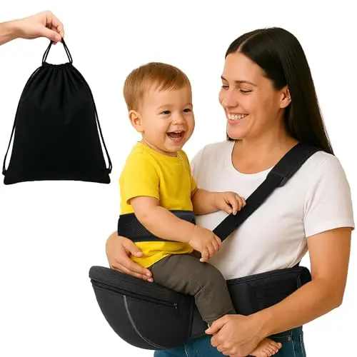 KAENU dark grey foldable baby hip carrier with storage pockets