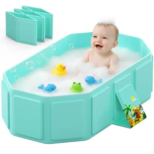 Jollcma collapsible baby bathtub with drain plug