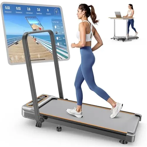 Rayspace foldable treadmill with handle bar in silver